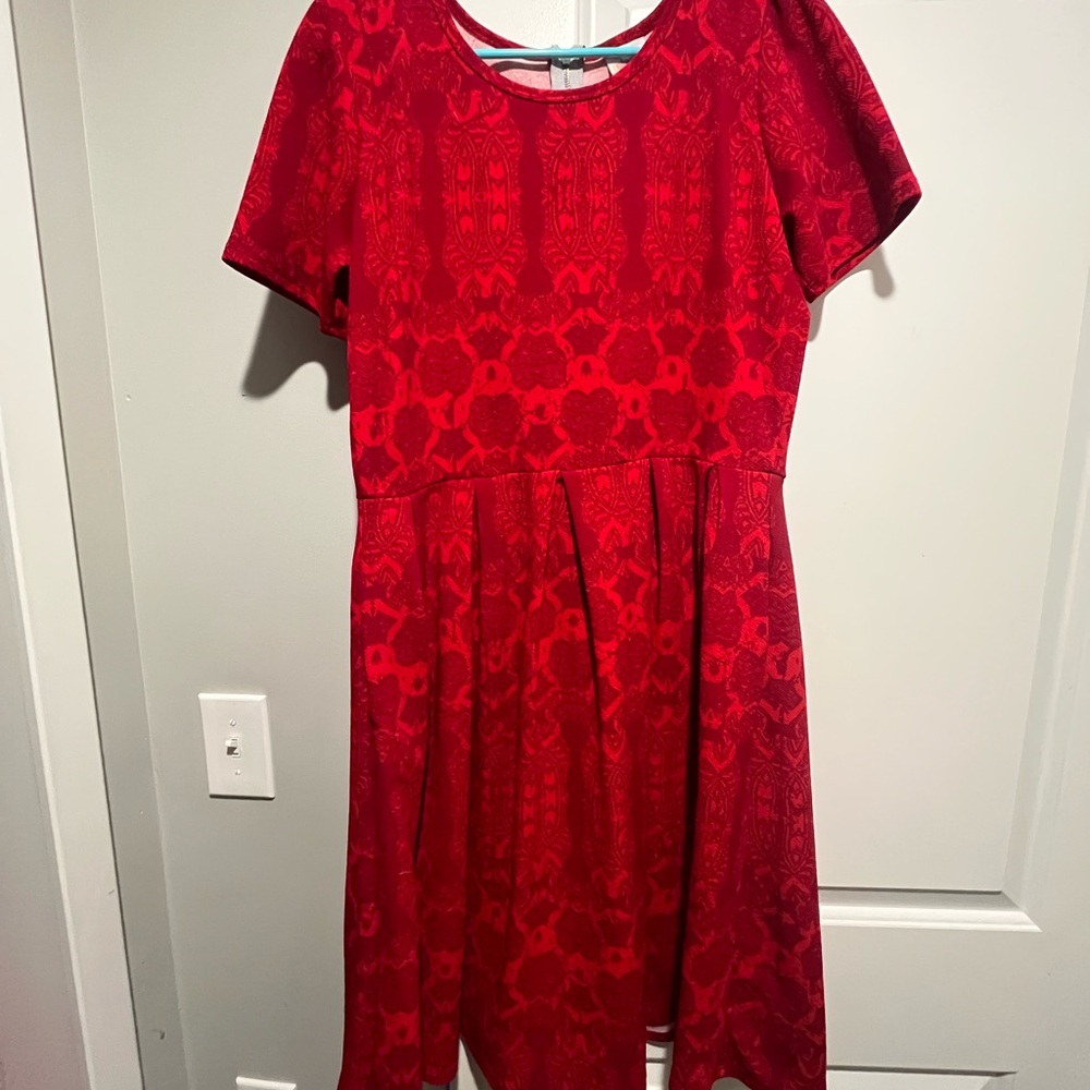 LuLaRoe Red Patterned Dress
